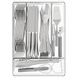 Yieach Clear Small Silverware Organizer 9 inch Wide for Kitchen Drawers,BPA Free Silverware Trays and Plastic Silverware Dividers & Holder,Utensil and Flatware Drawer Organizer Suitable for Fork,Spoon