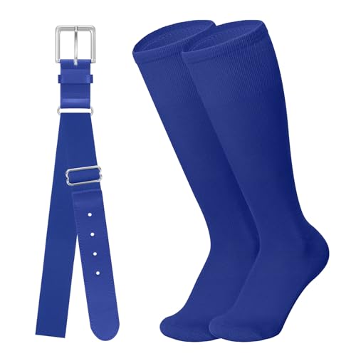 Leroci Baseball Belt and Baseball Socks Combo Set for Adult Men and Women Royal Blue