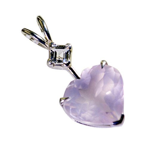 Pendentif coeur en quartz rose et argent sterling pour collier femme