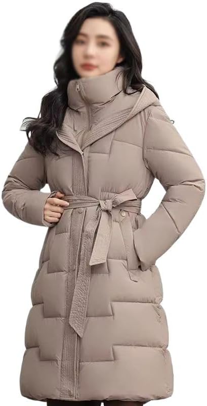 Winter Long Coat Women's Thicken Cotton padded Warm Snow Outerwear Loose Female Windproof Hooded Jacket Parkas Khaki XL