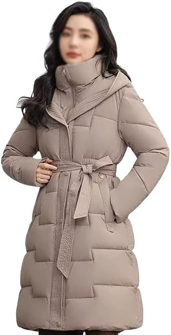 Winter Long Coat Women's Thicken Cotton padded Warm Snow Outerwear Loose Female Windproof Hooded Jacket Parkas Khaki S