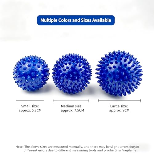 FACELESS Pack de 2 bolas de masaje con púas - Bolas rígidas de PVC para alivio muscular, rodillo para pies y masajeador cervical (morado, 7,5 cm) miniatura 2
