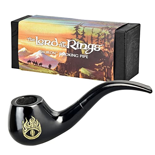 Pulsar Shire Pipes - SAURON Ebony Finish Cherry Bent Apple Tobacco Pipe - 13" Long - Officially Licensed The Lord of the Rings Collectible