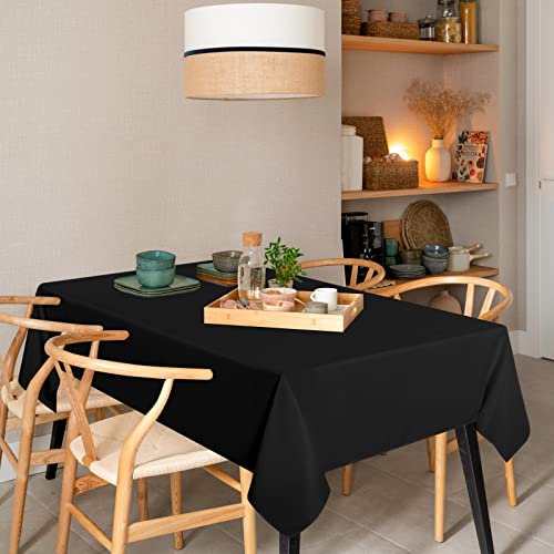 Image of sancua 10 Pack Black Tablecloth 60 x 102 Inch, Rectangle Table Cloth for 6 Feet Tables - Stain and Wrinkle Resistant Washable Polyester Table Cover for Dining Tables, Buffet Parties and Camping