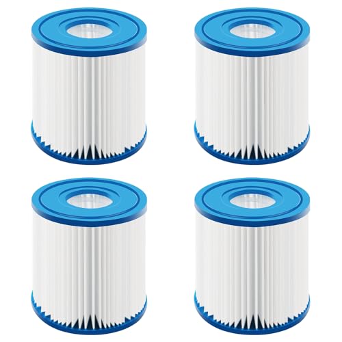 TIHOOK 4 STK Summer Pool Filterkartuschen, Filter I, Kartuschenfilter Filter Whirlpool, Kartuschenfilter für B-Way, Miami, Vegas, Monaco Lay-Z-Spa