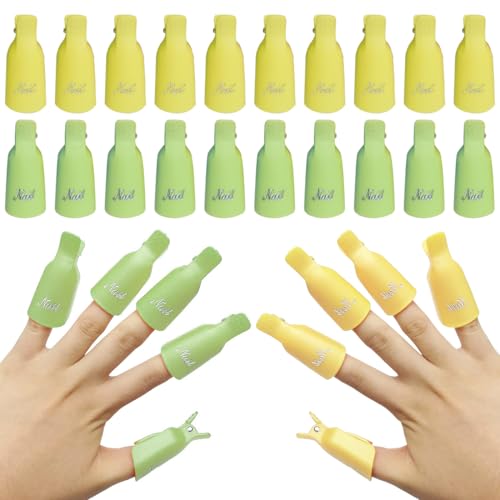 20 Stück Nagellackentferner Clips Set, Nails Art Gel Cap Einweichen Clip, Nails Art Gel Cap Einweichen Clip, Acryl Nagel Kunst Soak Off Klammer Cap für Zehennägel & Finger UV Gel Lackentfernung