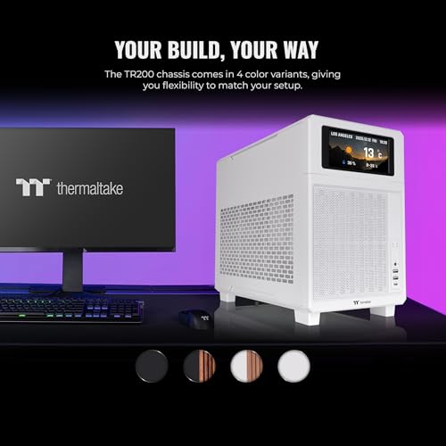 Image of Thermaltake TR200; Preinstalled 6.0 Inch LCD Screen; Micro Chassis; 1x120mm PWM Fan Included; mATX /mITX Support; 360mm Radiator Support; 365mm GPU Clearance; 5.25 inch Bay Support; Snow; CA-11L-00S6NN-01