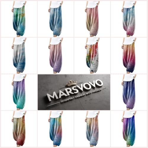 MARSVOVO Women's Plus Size Wide Leg Pants Relaxed Comfy Flowy Pants with Pockets Trendy Loose Long Pants Tie Dye Print2