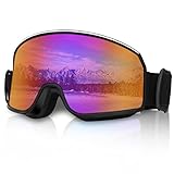 Micnaron Ski Goggles, Snow Goggles, Non-Slip Strap Snowboard Goggles for Men Women Adult Youth, 100%