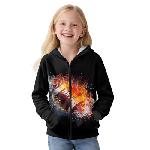 Football Hoodie for Boys Fleece Zip Up Jacket Hoodies Long Sleeve Winter Hooded Sweatshirt with Pockets Cozy Wear2