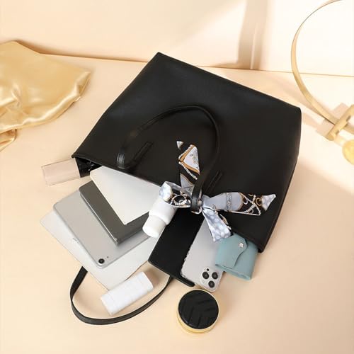 Bolso grande de hombro para laptop de mujer negro miniatura 3