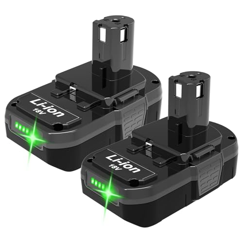 Koedsion 3.0Ah Replacement for Ryobi 18V Battery Compatible with Ryobi 18 Volt Lithium Battery ONE+ Plus P102 P103 P104 P105 P107 P108 P109 PBP002 PBP003 PBP004 PBP005 PBP006 Cordless Tools (2Pack)