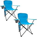 Picture of SAILARY Folding Camping Chair, 225lb Capacity, Includes Cup Holder & Side Storage Bag, 5.5lbs Portable for Beach, Camping, Sport,2PCS Blue