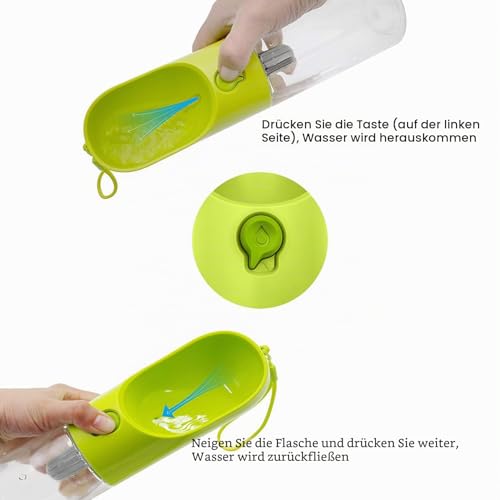 PETKIT EVERSWEET Tragbare Trinkflasche für Hund, Haustiere,BPA frei, Wasserschüssel,400ml,Grün