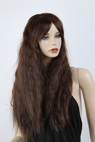 ATOZWIG 25"Dark Brown Long Fashion Girl's Curly Highlights Hair Party Wig+Wig Cap