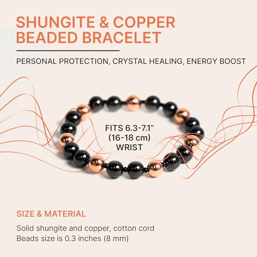 Karelian Heritage Shungite Stones & Copper Bracelet | Authetic Shungite Crystal Jewelry | Protective Powerful Defender Stone Bracelet | Spiritual Healing Crystal Chakra Balance3