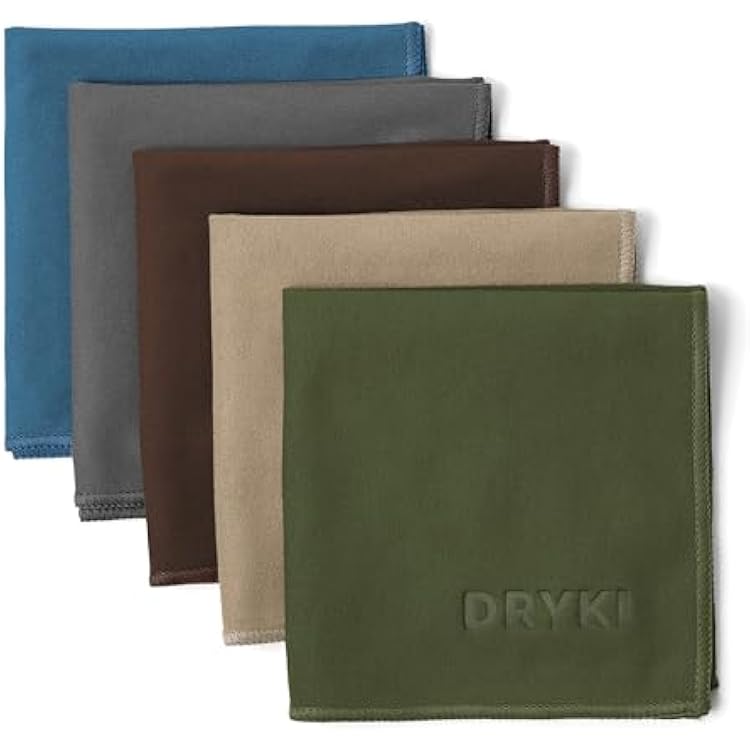 DRYKI Sweat Absorbing Handkerchiefs - The Original Pocket-Sized Sweat Towels - Quick-Dry Microfiber Sweat Rags For Face, Hands, Body - Men & Women - Gym, Sports, And Work (Forest: 5 Pack)