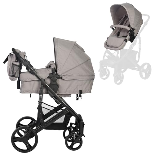 TORAL Carrito Bebe 2 en 1 - Cochecito Bebe Convertible y Versátil con Accesorios, Carro Bebe 2 Piezas, Elegante y Práctico Coche para Bebé, Ideal para Viajes y Paseos Urbanos. Modelo Corinto Gris