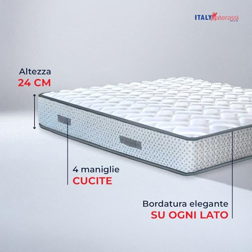ITALYMATERASSI Colchón de matrimonio Florence 180 x 200 cm con 6 cm de espuma viscoelástica, altura 24 cm, fabricado en Italia - imagen 5