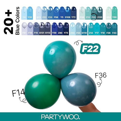 Image of PartyWoo Slate Blue Balloons 140pcs Different Sizes Pack of 18 12 10 5 Inch Navy Dusty Blue Boho Neutral Balloon Arch Kit for Baby Shower Graduation Jungle Ocean Birthday Party Decorations Blue-F22