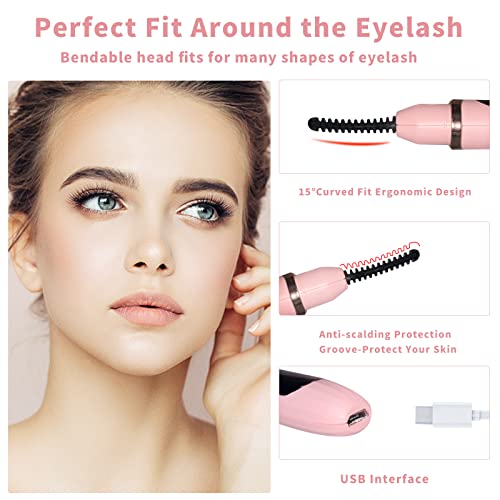 Acavado Heated Eyelash Curlers Heated Lash Curler With Comb Electric Eyelash Curler Led Display 3 Temperature Settings For Makeup Natural Curling 24H Long Lasting Eye Lashes Tool For Women Pink #TOP5