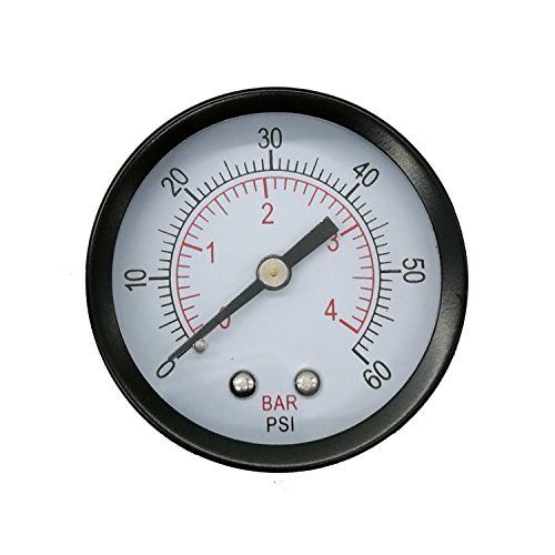 Uharbour Medidor de presión mecánico fiable de doble escala para gas y agua (60 psi/4 bar) con conexión trasera NPT de 0,63 cm Cover