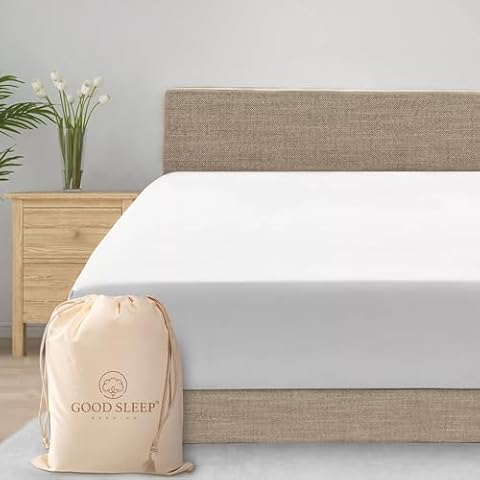 Good Sleep Bedding Fitted Sheet Queen - 800 TC Queen Fitted Sheet Only, Soft & Breathable Fitted Bed Sheets, Luxury Hotel Style 16" Deep Pocket Fitted Sheet, Sateen Weave - White Fitted Sheet Queen Cover