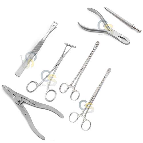 G.S 7 Body Piercing Instruments Kit Tools Penington Forceps, DS-1030