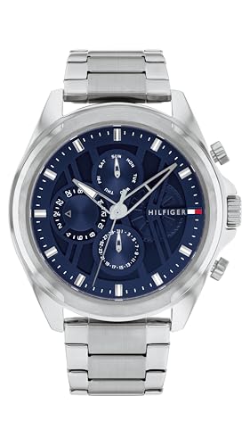 Tommy Hilfiger Multi Zifferblatt Quarz Uhr für Herren mit Silbernes Edelstahlarmband - 1710656