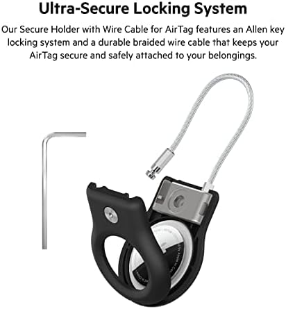 Belkin Apple AirTag Secure Holder With Wire Cable - Lock & Protect Air Tags In Durable Scratch Resistant Case - Protective AirTag Keychain Accessory For Keys, Luggage & More - Black