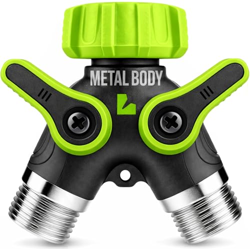 LIME 2-Way Hose Splitter with Shutoff, Brass, 3/4 Inch GHT