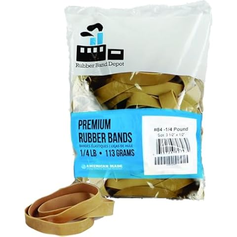 Rubber Bands, Rubber Band Depot, Size #84, Approximately 40 Rubber Bands Per Bag, Rubber Band Measurements: 3-1/2" x 1/2'' - 1/4 Pound Bag Cover