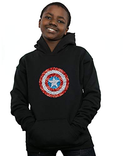 Marvel Boys Captain America Pixelated Shield Hoodie Black 7-8 Years