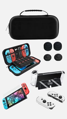 Capa Case Estojo Para Nintendo Switch Console + 2 Pelicula Vidro 4 grip 1 capa tpu proteção anti que