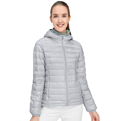 Camel Crown Women's Packable Hooded Down Jacket Ultra Light Insulated Puffer Coat Water Resistant Silver Gray Xxl #TOP5