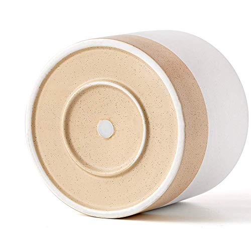 4 Pack - Set 2 Modern Mid Century Brass Gold Planters With Tall Gold Planter Stand & Set 2 Ceramic Planter With Drainage Plug, Ceramic Glaze Finish #TOP4