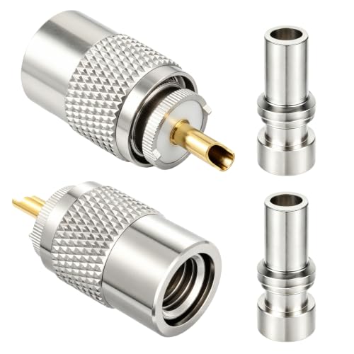 RFAdapter PL259 Coax Connectors, 2 Pack PL259 UHF Male Solder Coax Connectors with UG-175 Reducer Low Loss for RG58, RG-213, RG142, LMR195