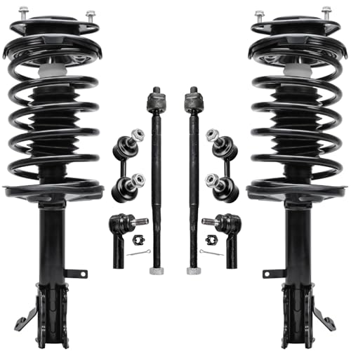 Image of Detroit Axle - Front Struts Kit for Toyota 93-02 Corolla 98-02 Chevy Prizm 93-97 Geo Prizm, 2 Struts with Coil Spring Assembly 4 Inner Outer Tie Rods 2 Sway Bar Links Replacement Suspension