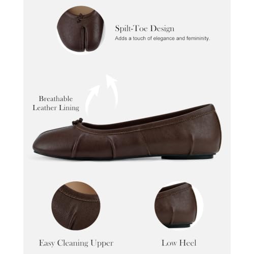 Image of VBDB Tabi Ballet Flats for Women Dressy Casual Shoes Split Toe Wide Flats Light Weight Japanese Shoes