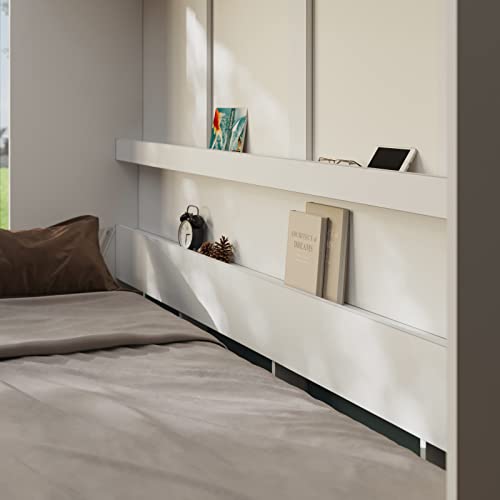 Schrankbett Standard 140x200 Horizontal Weiß/Eiche Sonoma ausklappbares Wandbett, ideal geeignet als Wandklappbett fürs Gästezimmer, Büro, Wohnzimmer, Schlafzimmer – Bild 8