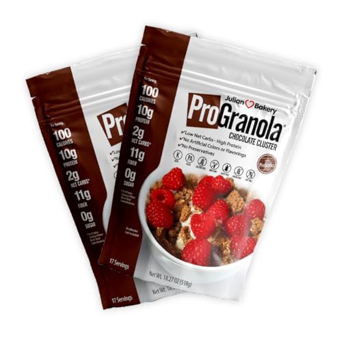 Julian Bakery® ProGranola® Cereal | Chocolate | 13g Protein | Paleo | 3 Net Carbs | Gluten-Free | Grain-Free | 2 Pack