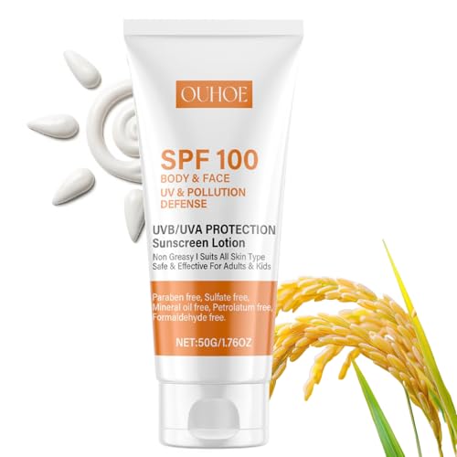 Antioxidant-Infused Sunscreen SPF 100 Broad Spectrum, Face & Body Oil-Free Oxybenzone-Free, Designed for Sun Sensitive Skin