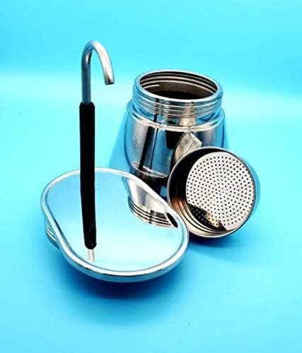 Stainless Steel Moka Pot Coffee Espresso Single Cappuccino Crystal Glass 1 cup 80ml