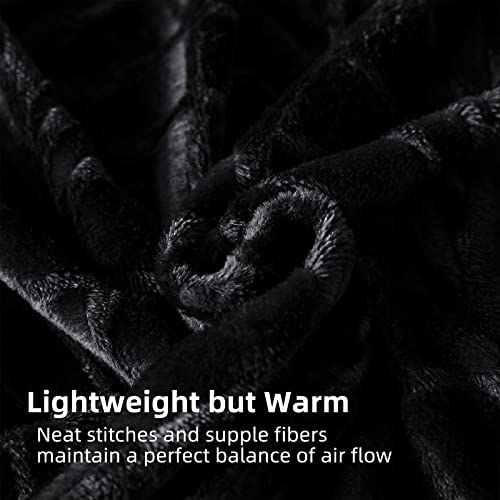 Whale Flotilla Flannel Fleece Twin Size Blanket for Bed, Soft Fluffy Velvet Bedspread Coverlet with Decorative Vintage Pattern for All Season, Warm and Lightweight, 90x66 Inch, Black