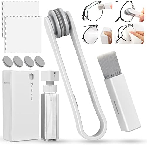 Eyeglass Cleaner Kit, Efficient Carbon Microfiber Technology Eyeglasses Cleaner Cleaning Clips, Lens Anti Fog Spray, Microfiber Cleaning Cloth, Soft Brush 5-in-1 Portable Glasses Cleaner Tool