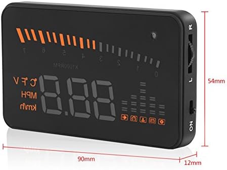 POCREATION Head Up Display, 3" OBDII HUD Speedometer with Alarm, Windshield Projector for Speed, RPM, Water Temperature, Plug and Play