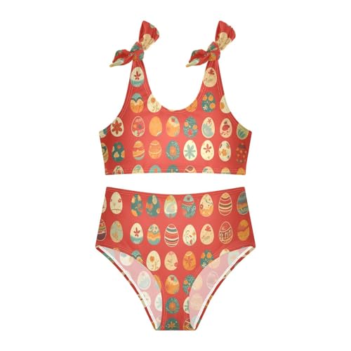 KLL Easter Eggs Pattern Holidays Girl 2 Piece Bikini Sets Scoop Neck Beach Swimwear Bathing Suit3