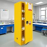 159 Gal Flammable Storage Cabinet with 3-Point Locking System and Adjustable Galvanized Shelves for Industrial Laboratories, Warehouses, Fire Resistant Metal Storage Cabinet for Flammable Liquids