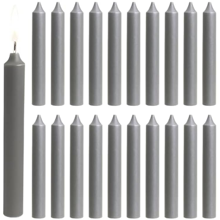 Biedermann & Sons 2-Hour Long Burning Unscented Tree or Chime Candles, Gray, 4 Inch Tall - Set of 20