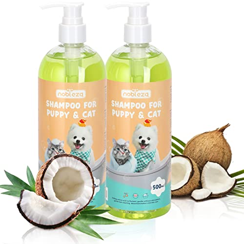 Nobleza Champú para Perros y Gatos, Higiene, Desinfectante de Piel Sana, Hidratante, Champú Cachorros y Gatito Piel Sensible, con Fragancia de Coco Natural - 1L